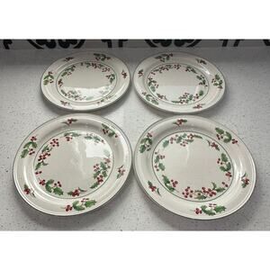 Vintage Sango White Christmas 4 Dinner Plates